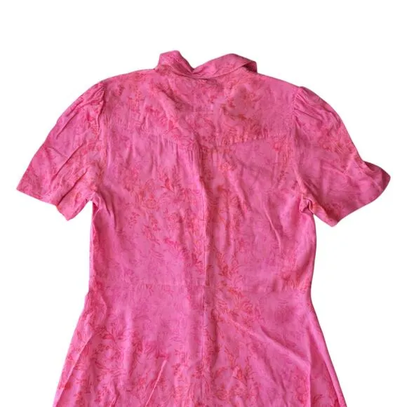 Whistles Pink Robyn Floral Baroque Midi Shirt Dress Size 8
