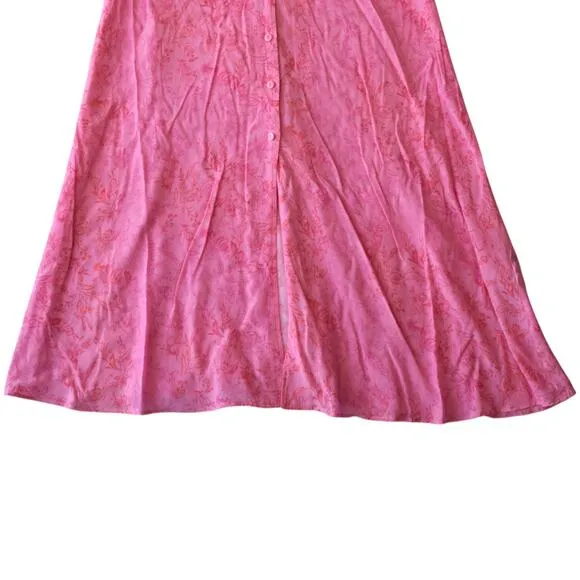Whistles Pink Robyn Floral Baroque Midi Shirt Dress Size 8