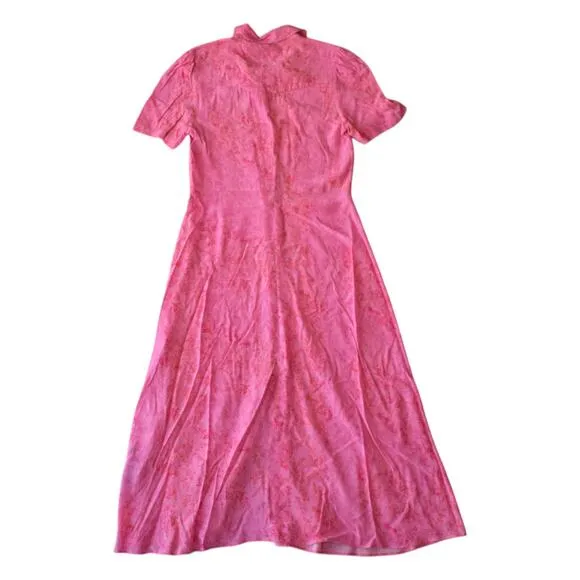 Whistles Pink Robyn Floral Baroque Midi Shirt Dress Size 8