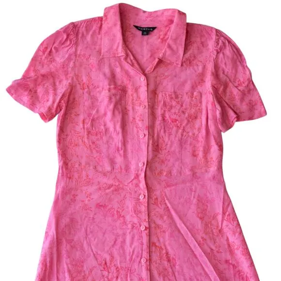 Whistles Pink Robyn Floral Baroque Midi Shirt Dress Size 8