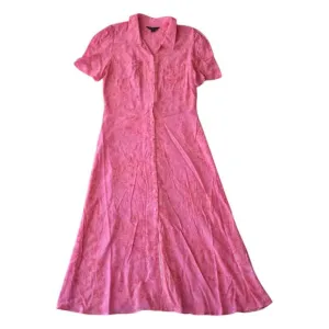 Whistles Pink Robyn Floral Baroque Midi Shirt Dress Size 8