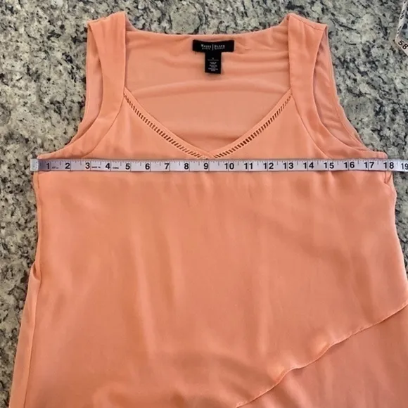 White House Black Market peach pink asymmetric tiered dress 6 XX24