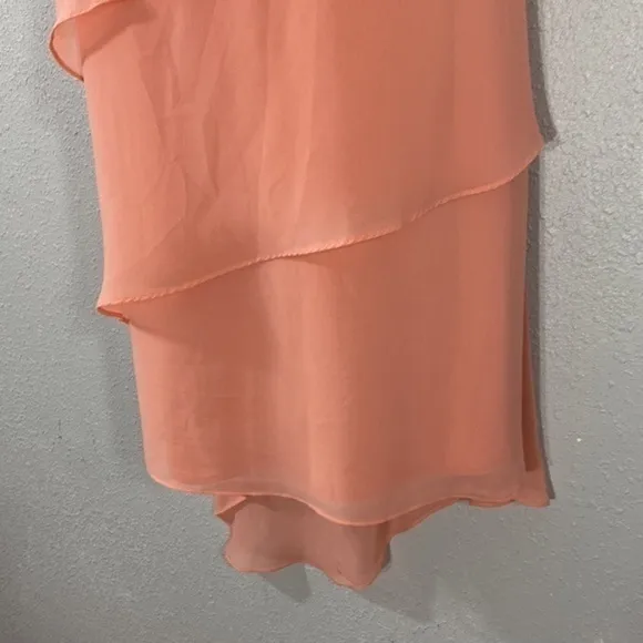 White House Black Market peach pink asymmetric tiered dress 6 XX24