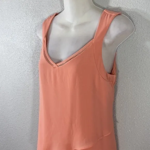 White House Black Market peach pink asymmetric tiered dress 6 XX24