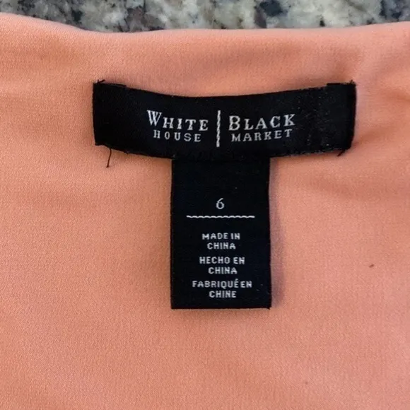 White House Black Market peach pink asymmetric tiered dress 6 XX24