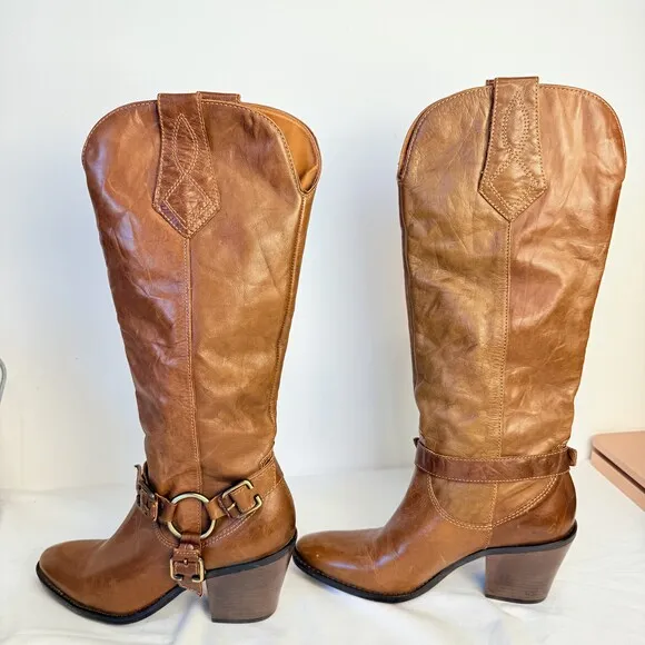 White Mountain Womens Brown Leather Knee High Riding Boots 8 1/2 M