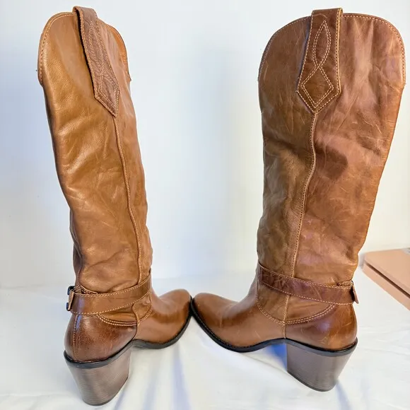 White Mountain Womens Brown Leather Knee High Riding Boots 8 1/2 M