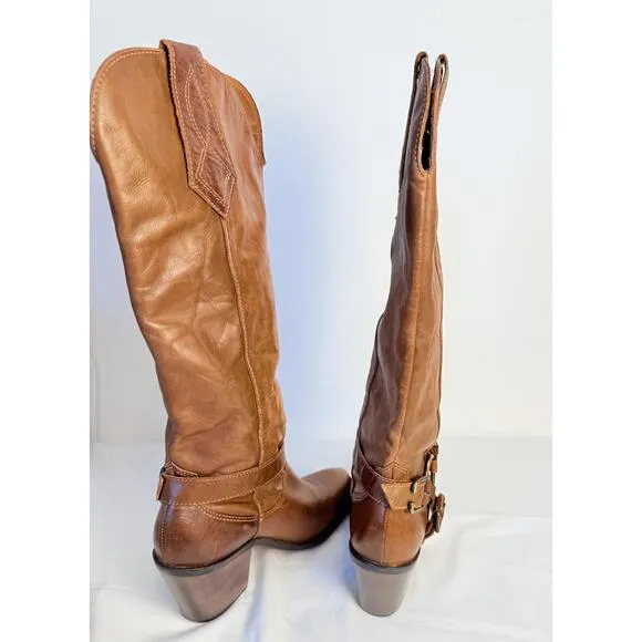 White Mountain Womens Brown Leather Knee High Riding Boots 8 1/2 M