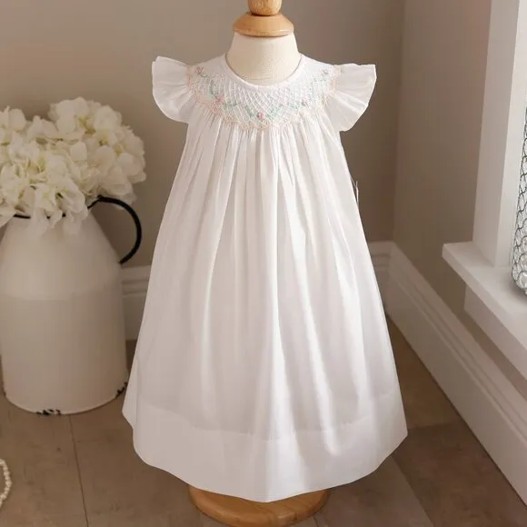 White Smocked Dress Flutter Sleeve Bishop Bailey Boy's Boutique Size 24 Months