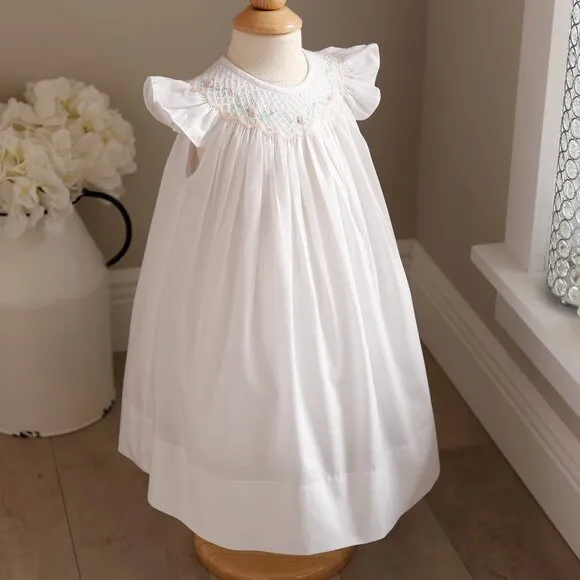 White Smocked Dress Flutter Sleeve Bishop Bailey Boy's Boutique Size 24 Months