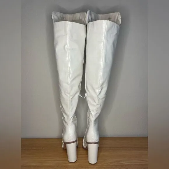 White Knee High Boots