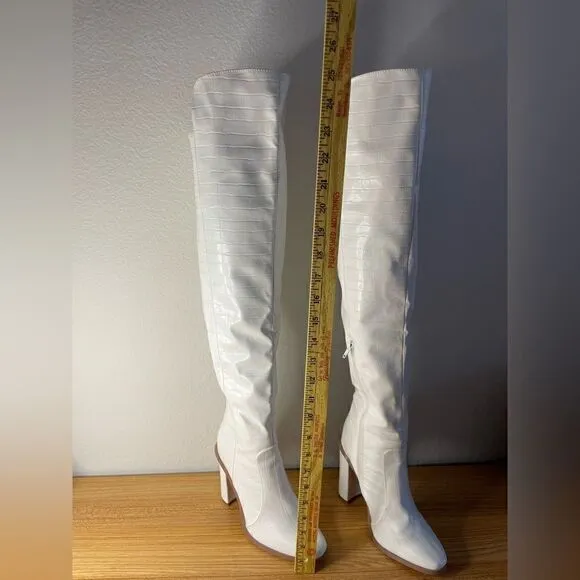 White Knee High Boots