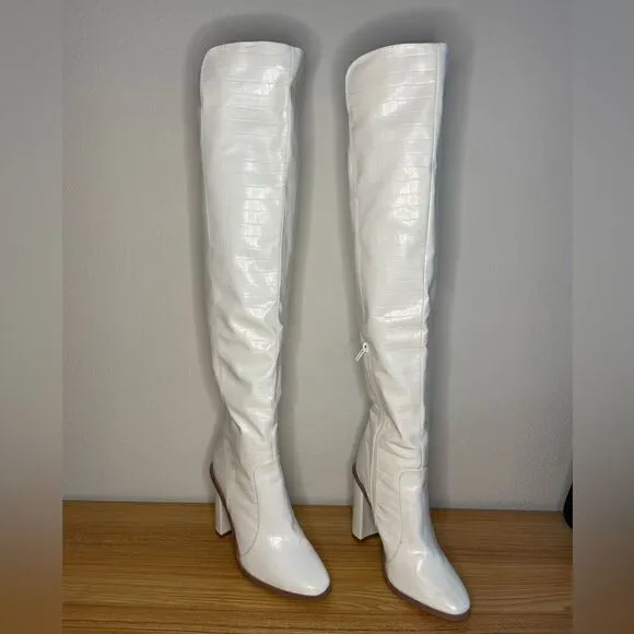 White Knee High Boots