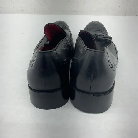 Why Not by Larritus Black Leather Brogue Tassel Loafers, Men's Size 9, Preowned