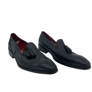 Why Not by Larritus Black Leather Brogue Tassel Loafers, Men's Size 9, Preowned
