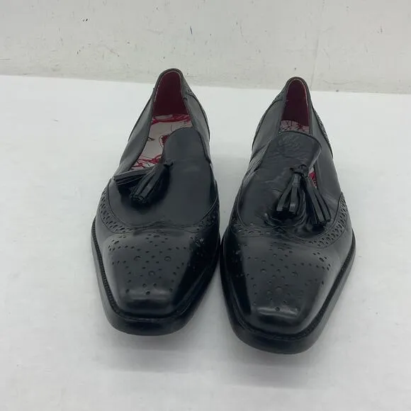 Why Not by Larritus Black Leather Brogue Tassel Loafers, Men's Size 9, Preowned