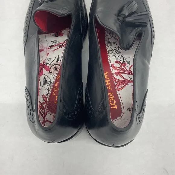 Why Not by Larritus Black Leather Brogue Tassel Loafers, Men's Size 9, Preowned