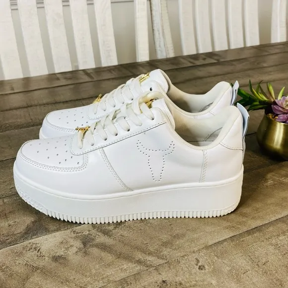 Windsor Smith Perforated Racerr White Platform Shoes Women's Size 9