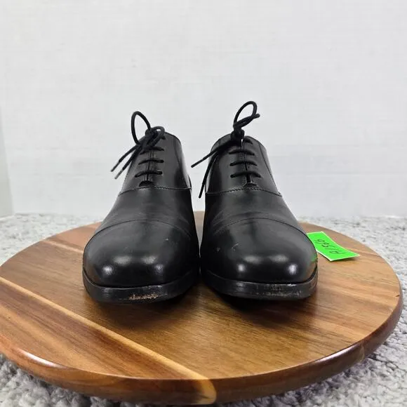 Wolf and Shepherd Black Leather Cap Toe Business Oxford Dress Shoes Mens 7.5 EE