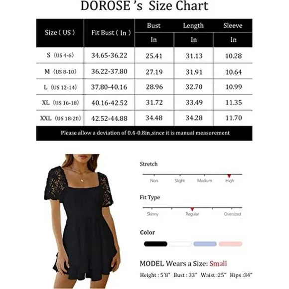 Women's Lace Short Sleeve Dress, Black
