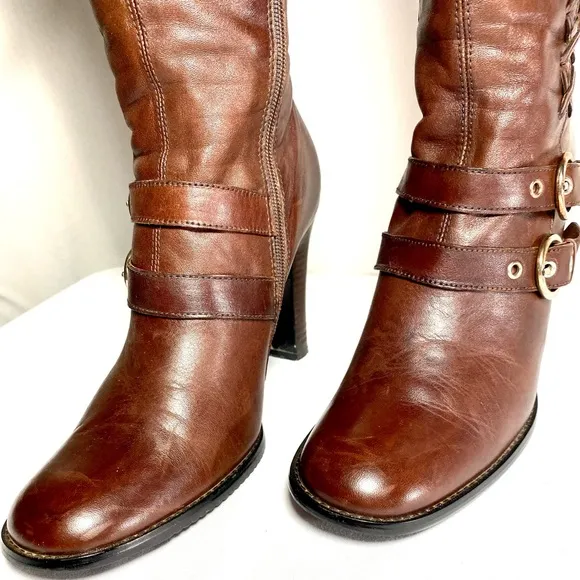 Women's  Leather Knee High Riding Boots Italy