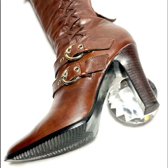 Women's  Leather Knee High Riding Boots Italy