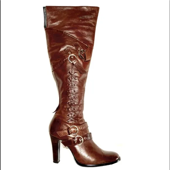 Women's  Leather Knee High Riding Boots Italy