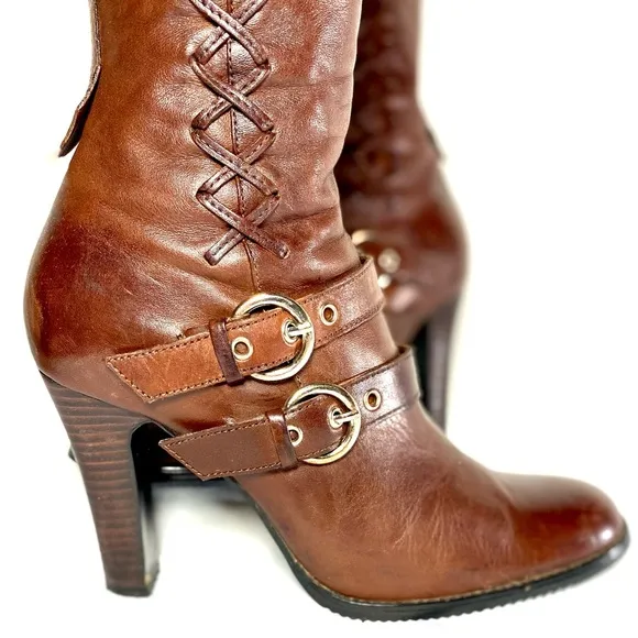 Women's  Leather Knee High Riding Boots Italy