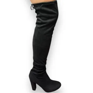 Women's Sexy Black Suede Over the Knee High Tall Boots Lace Up Boots Size 8