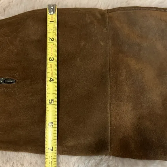 Zara Brown Suede Knee-high Pointy Heeled Boots Sz 39