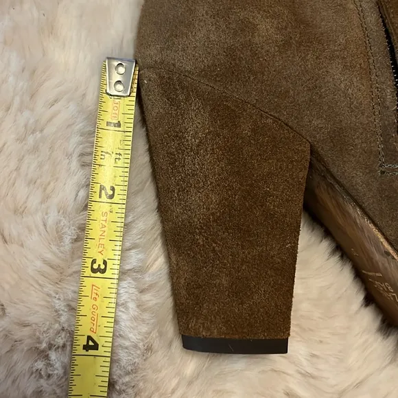 Zara Brown Suede Knee-high Pointy Heeled Boots Sz 39