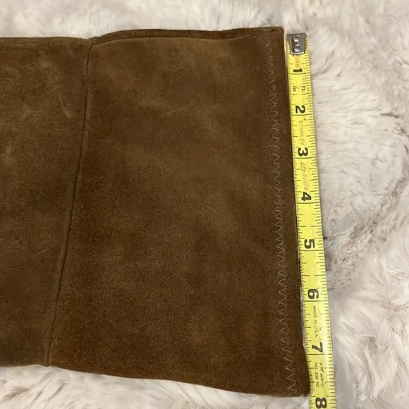 Zara Brown Suede Knee-high Pointy Heeled Boots Sz 39