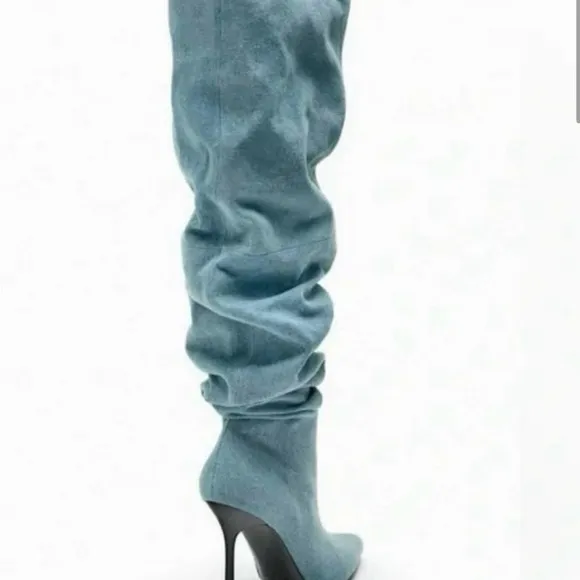 Zara denim over knee boots . Brand new.