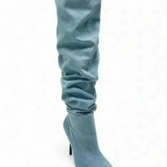 Zara denim over knee boots . Brand new.