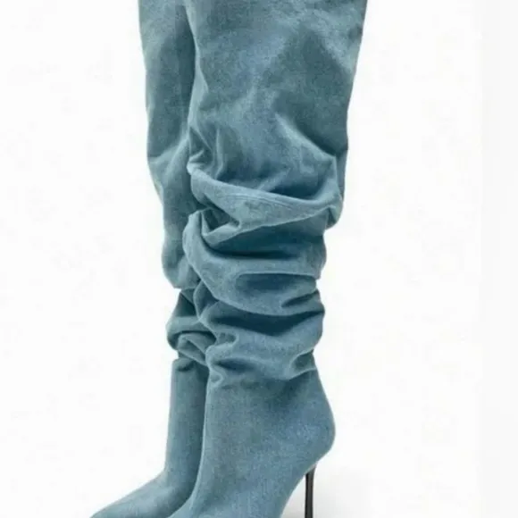 Zara denim over knee boots . Brand new.