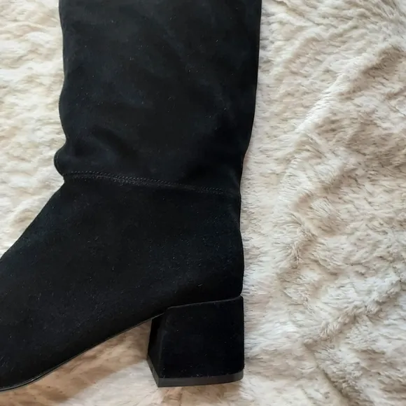 Zara Heeled Leather Suede Knee High Boots Fleece Lining Sz 9/40