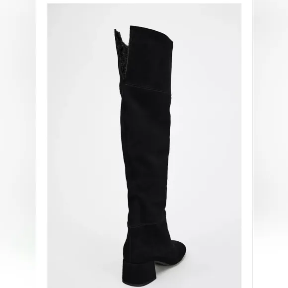 Zara Heeled Leather Suede Knee High Boots Fleece Lining Sz 9/40