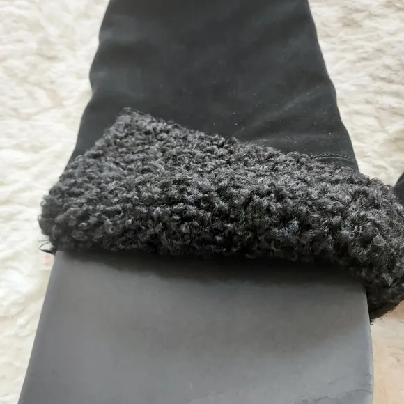 Zara Heeled Leather Suede Knee High Boots Fleece Lining Sz 9/40