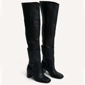 ZARA Knee high boots made of leather with multi-positional detail 7.5