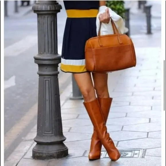 ZARA Knee High Mid Height Heeled Leather Boots