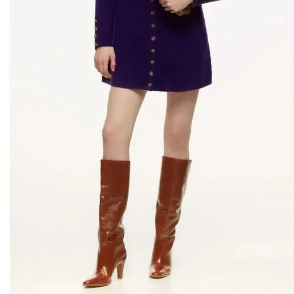 ZARA Knee High Mid Height Heeled Leather Boots