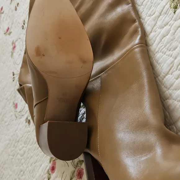 Zara Knee High Tall Leather Boots Sz 38 7.5