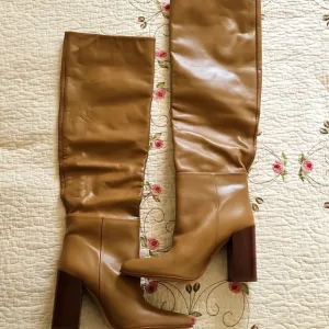 Zara Knee High Tall Leather Boots Sz 38 7.5