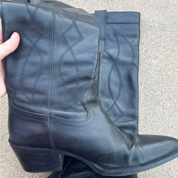 zara leather cowboy boots
