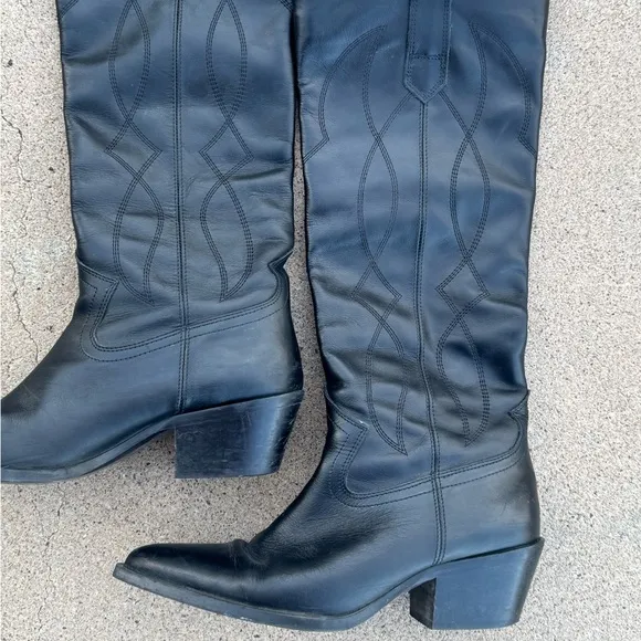 zara leather cowboy boots