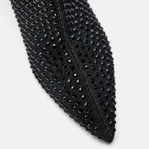 Zara NWT rhinestone knee high heeled boots