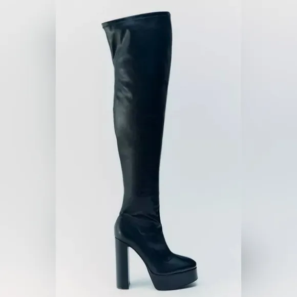 ZARA OVER THE KNEE PLATFORM BOOTS