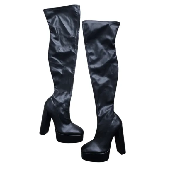 ZARA OVER THE KNEE PLATFORM BOOTS