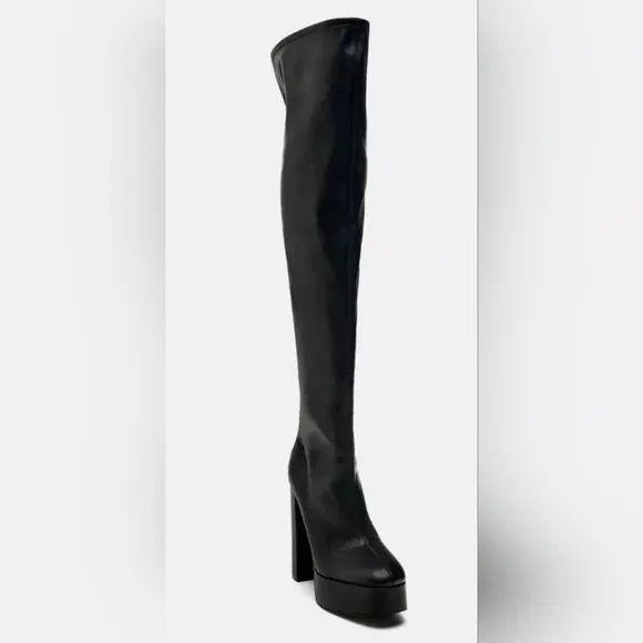 ZARA OVER THE KNEE PLATFORM BOOTS