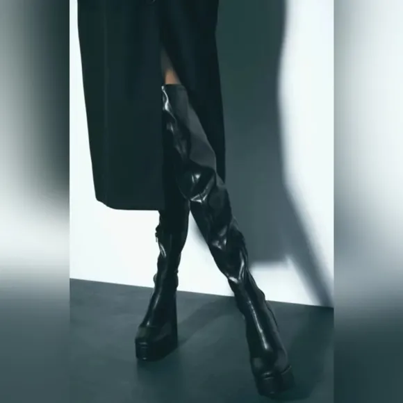 ZARA OVER THE KNEE PLATFORM BOOTS